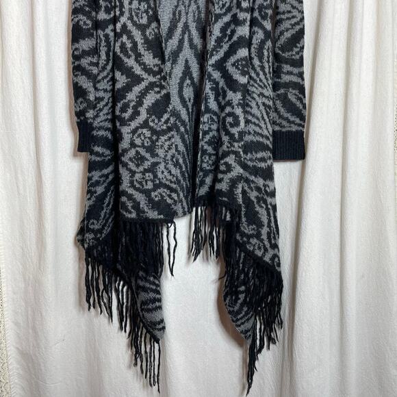 Garnet Hill Mohair Blend Open Front Cardigan Fringe Hem Women Sz Small - Picture 6 of 12